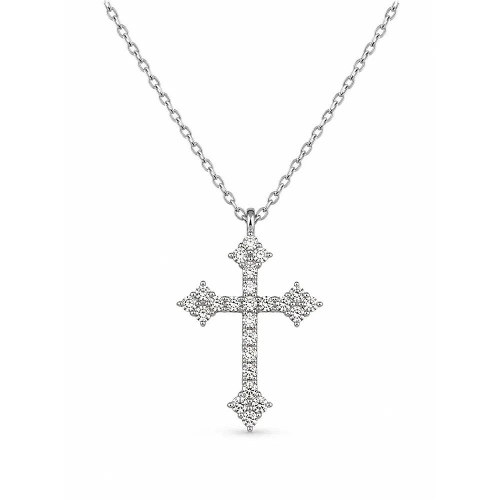 925 Silver Diamond Cross Necklace
